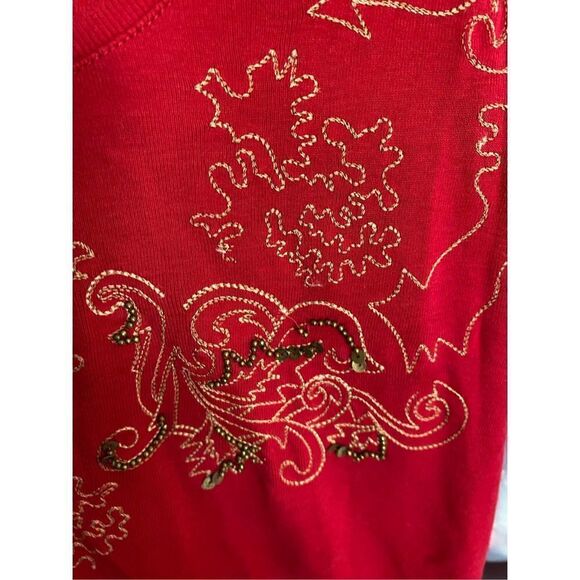 Chicos women’s red cap sleeve embroidered beaded sequin T-shirt size 0 - Picture 3 of 4